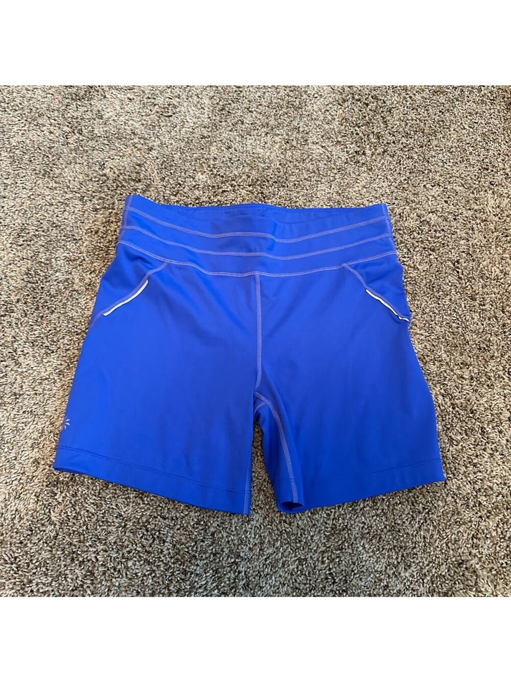 Athleta Women's Blue Athletic Shorts Siz Large Tall - Picture 1 of 8